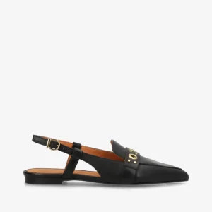 ABOVE - Sort læder - Slingback sko Dame
