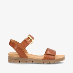 AMALFI - Mellembrun læder - Kilehæls sandal Dame